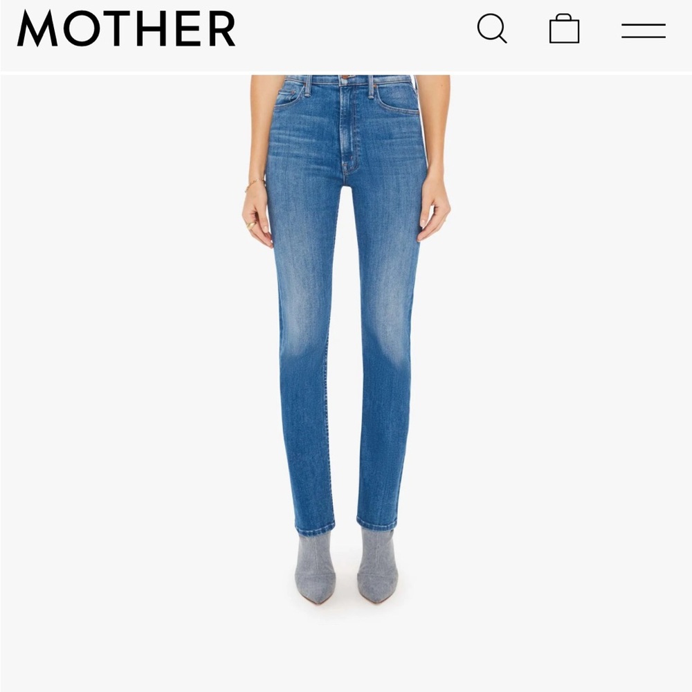 MOTHER Blue Straight Leg Jeans High-Rise Classic